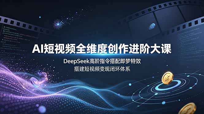AI短视频全维度创作进阶大课,DeepSeek高阶指令搭配即梦特效,搭建短视频变现闭环体系云学当下-创业资源网-知予轻创网-资源整合-互联网创业课程云学当下