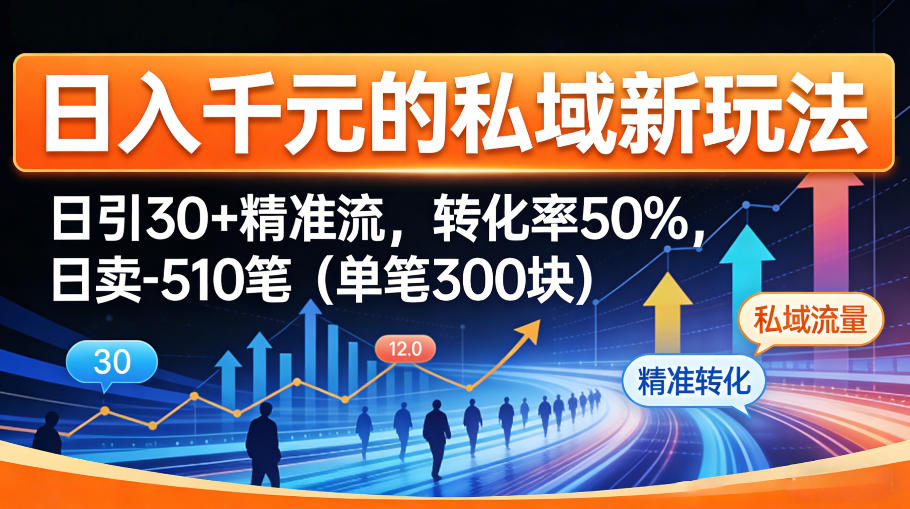 日入千米的私域新玩法：日引30＋精准流，转化率50%，日卖5-10笔(单笔300米)-云学当下