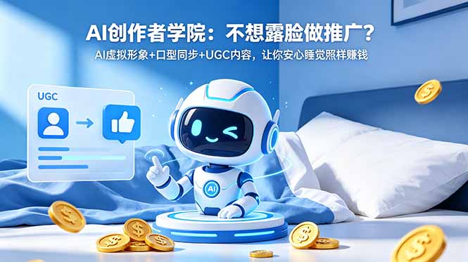 AI创作者学院：不想露脸做推广？AI虚拟形象+口型同步+UGC内容，让你安心睡觉照样赚钱云学当下-创业资源网-知予轻创网-资源整合-互联网创业课程云学当下