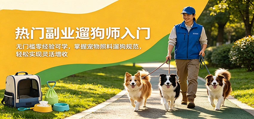 热门副业遛狗师入门，无门槛零经验可学，掌握宠物照料遛狗规范，轻松实现灵活增收云学当下-创业资源网-知予轻创网-资源整合-互联网创业课程云学当下
