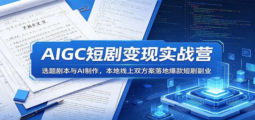 AIGC短剧变现实战营：选题剧本与AI制作，本地线上双方案落地爆款短剧副业云学当下-创业资源网-知予轻创网-资源整合-互联网创业课程云学当下