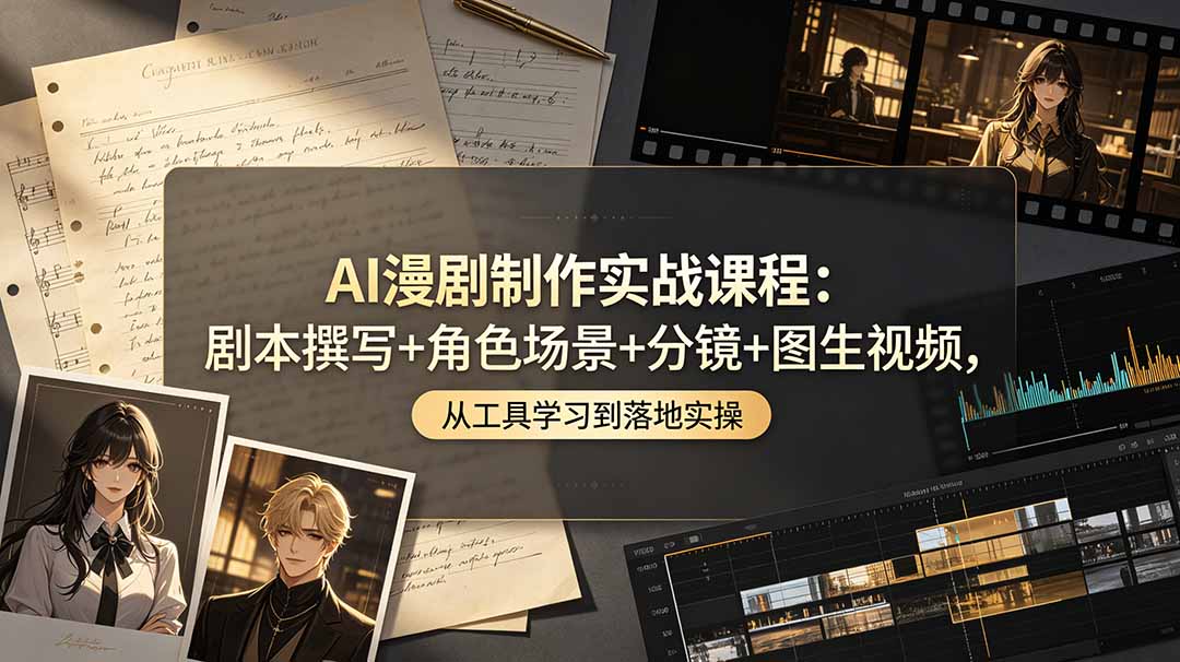 AI漫剧制作实战课程:剧本撰写+角色场景+分镜+图生视频,从工具学习到落地实操云学当下-创业资源网-知予轻创网-资源整合-互联网创业课程云学当下