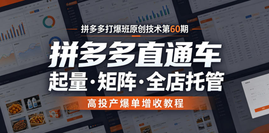 拼多多打爆班原创技术第60期,拼多多直通车,起量・矩阵・全店托管,高投产爆单增收教程云学当下-创业资源网-知予轻创网-资源整合-互联网创业课程云学当下