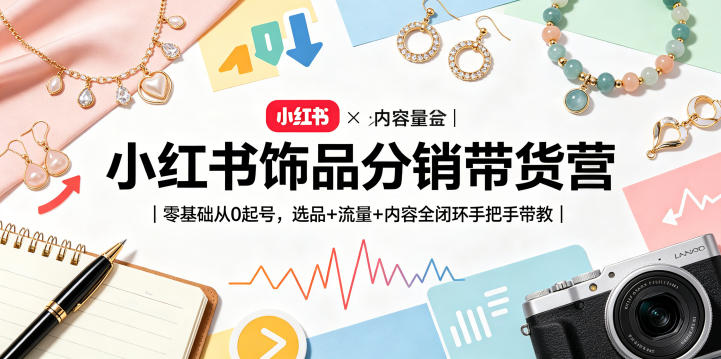 小红书饰品分销带货营｜零基础从0起号，选品+流量+内容全闭环手把手带教(更新0527)云学当下-创业资源网-知予轻创网-资源整合-互联网创业课程云学当下