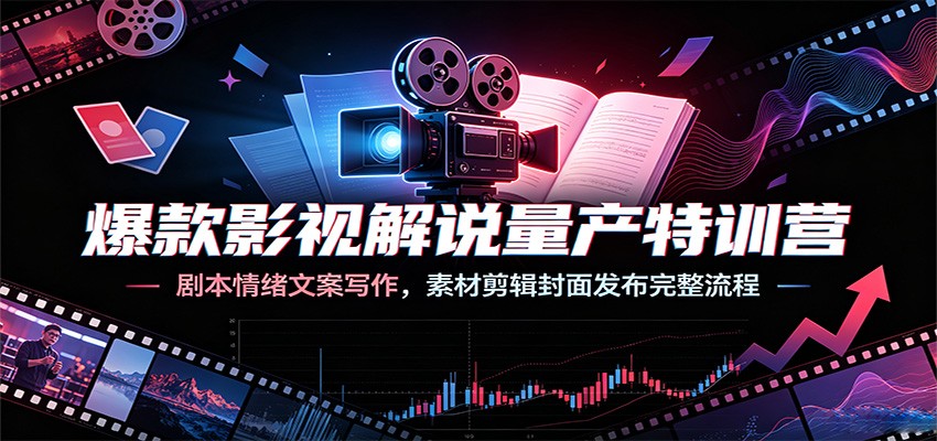 爆款影视解说量产特训营:剧本情绪文案写作,素材剪辑封面发布完整流程云学当下-创业资源网-知予轻创网-资源整合-互联网创业课程云学当下