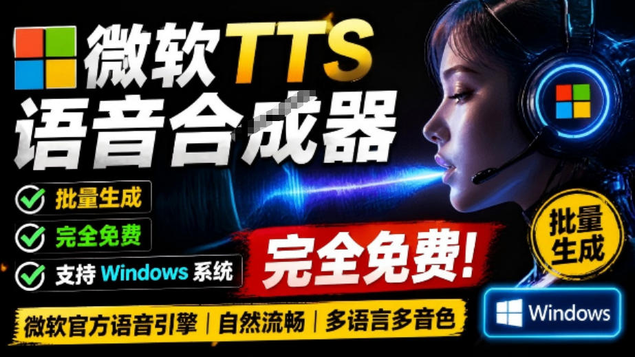 微软TTS免费语音配音生成器，完全免费，支持多语音、多音色选择，Windows系统专用TTS语音合成器云学当下-创业资源网-知予轻创网-资源整合-互联网创业课程云学当下
