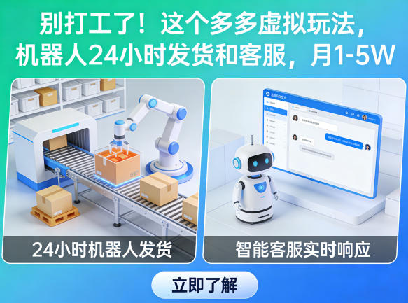 别打工了！这个多多虚拟玩法，机器人24小时发货和客服，月1-5W【揭秘】-云学当下
