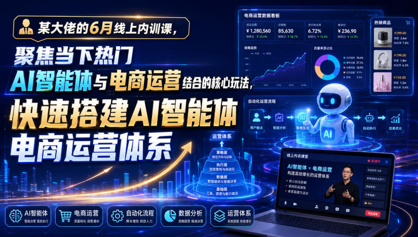 某大佬的6月线上内训课，聚焦当下热门AI智能体与电商运营结合的核心玩法，快速搭建AI智能体电商运营体系云学当下-创业资源网-知予轻创网-资源整合-互联网创业课程云学当下