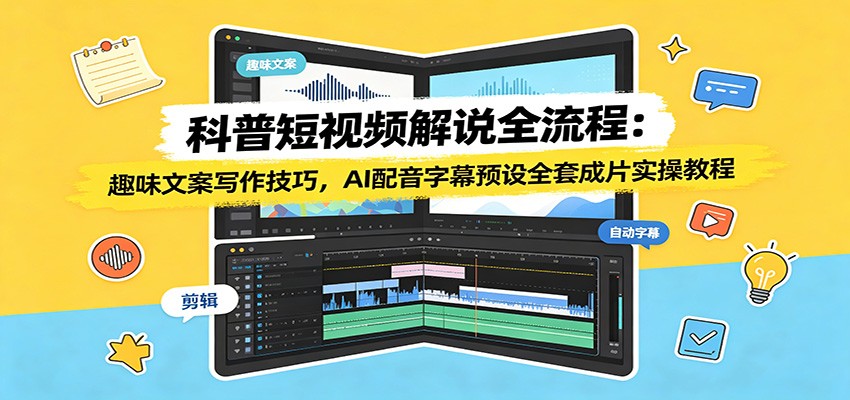 科普短视频解说全流程:趣味文案写作技巧,AI配音字幕预设全套成片实操教程云学当下-创业资源网-知予轻创网-资源整合-互联网创业课程云学当下