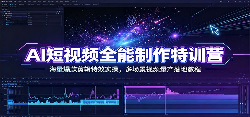 AI短视频全能制作特训营:海量爆款剪辑特效实操,多场景视频量产落地教程云学当下-创业资源网-知予轻创网-资源整合-互联网创业课程云学当下