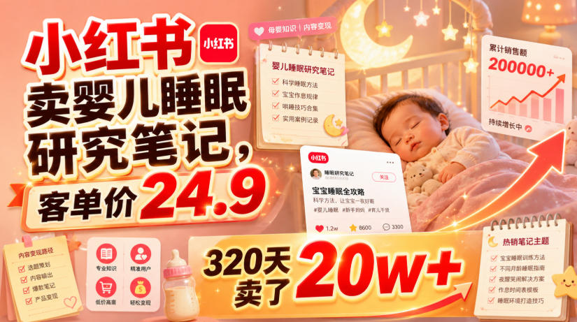 小红书卖婴儿睡眠研究笔记,客单价24.9,320天卖了20w+云学当下-创业资源网-知予轻创网-资源整合-互联网创业课程云学当下