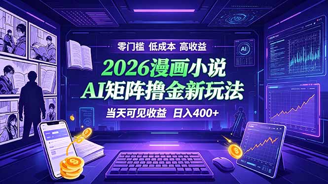 爆款小说漫画大阅读 ai矩阵操作 当天可见收益 日入400+ 零门槛 高收益云学当下-创业资源网-知予轻创网-资源整合-互联网创业课程云学当下