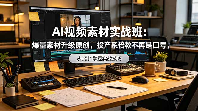 AI视频素材实战班：爆量素材升级原创，投产翻倍不再是口号，0-1系统教学实战落地云学当下-创业资源网-知予轻创网-资源整合-互联网创业课程云学当下