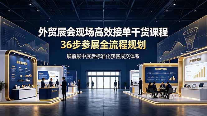 外贸展会现场高效接单干货课程,36步参展全流程规划,展前展中展后标准化获客成交体系云学当下-创业资源网-知予轻创网-资源整合-互联网创业课程云学当下