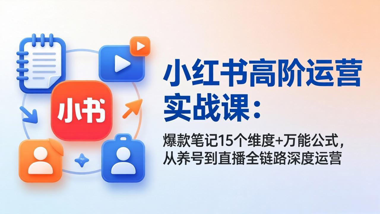 小红书高阶运营实战课：爆款笔记15个维度+万能公式，从养号到直播全链路深度运营-云学当下