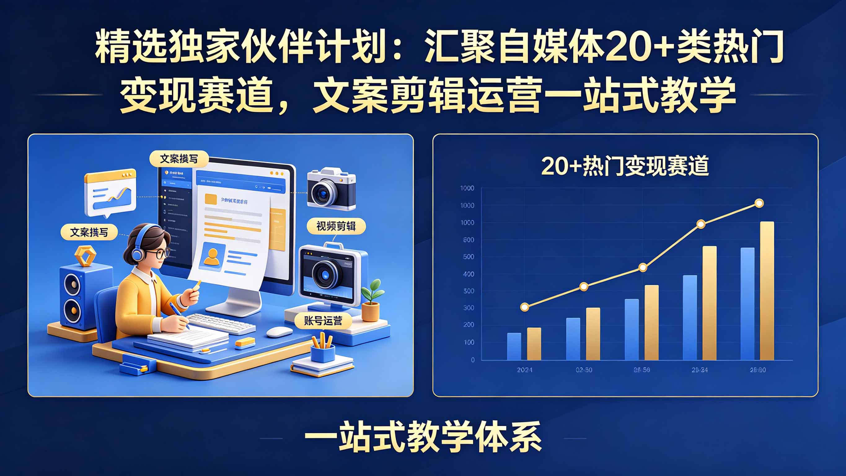 精选独家伙伴计划:汇聚自媒体20+类热门变现赛道,文案剪辑运营一站式教学云学当下-创业资源网-知予轻创网-资源整合-互联网创业课程云学当下