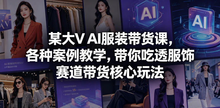 某大V AI服装带货课，各种案例教学，带你吃透服饰赛道带货核心玩法云学当下-创业资源网-知予轻创网-资源整合-互联网创业课程云学当下