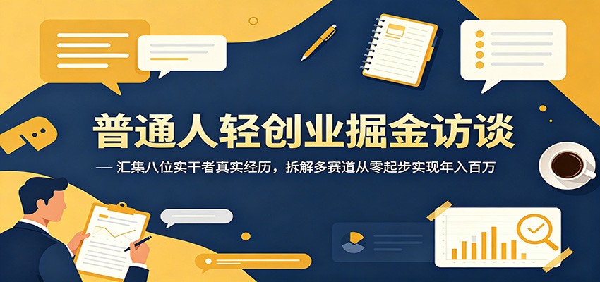 普通人轻创业掘金访谈：汇集八位实干者真实经历，拆解多赛道从零起步实现年入百万云学当下-创业资源网-知予轻创网-资源整合-互联网创业课程云学当下