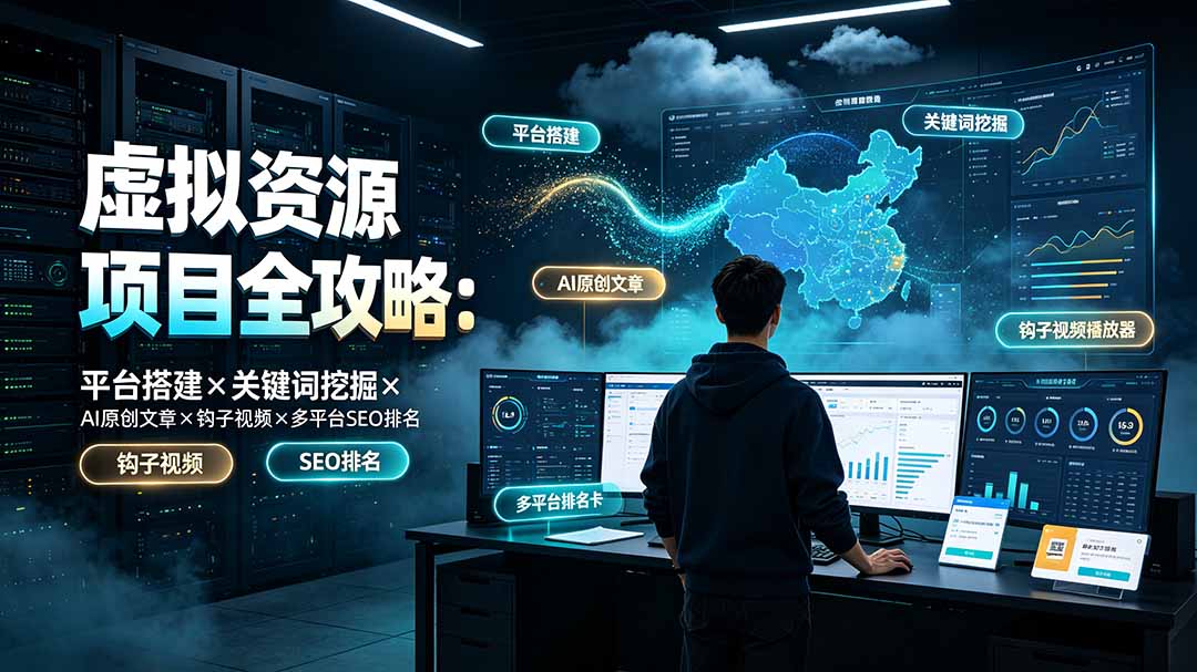 虚拟资源项目全攻略：平台搭建×关键词挖掘×AI原创文章×钩子视频×多平台SEO排名云学当下-创业资源网-知予轻创网-资源整合-互联网创业课程云学当下