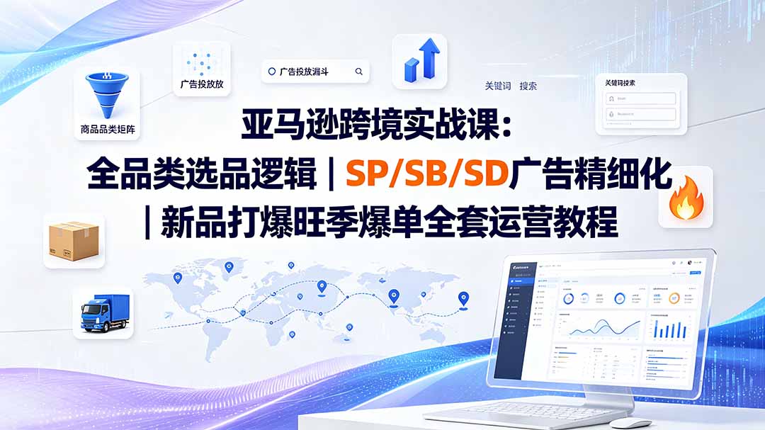 亚马逊跨境实战课-更新：全品类选品逻辑｜SP/SB/SD广告精细化｜新品打爆旺季爆单全套运营教程云学当下-创业资源网-知予轻创网-资源整合-互联网创业课程云学当下