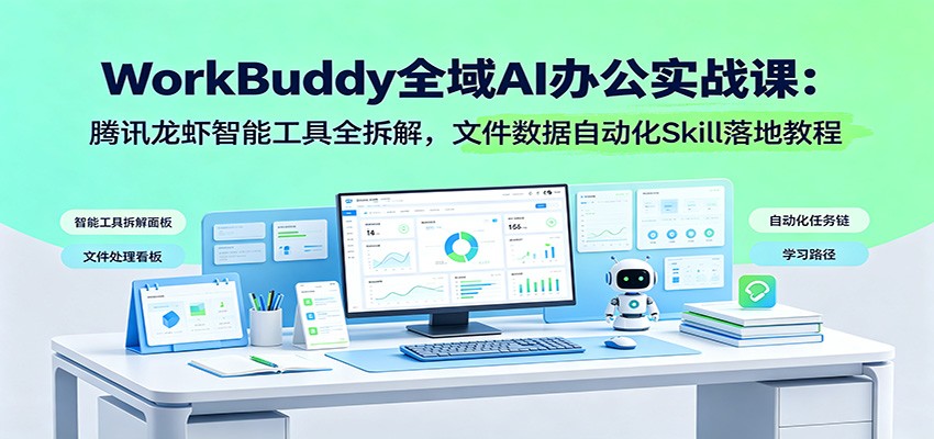 WorkBuddy全域AI办公实战课:腾讯龙虾智能工具全拆解,文件数据自动化Skill落地教程云学当下-创业资源网-知予轻创网-资源整合-互联网创业课程云学当下