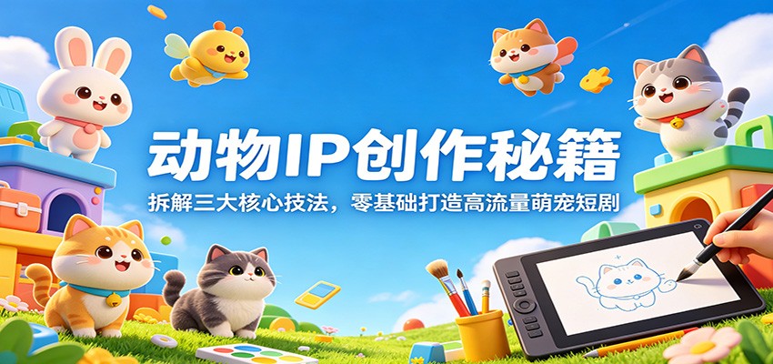动物IP创作秘籍：拆解三大核心技法，零基础打造高流量萌宠短剧云学当下-创业资源网-知予轻创网-资源整合-互联网创业课程云学当下