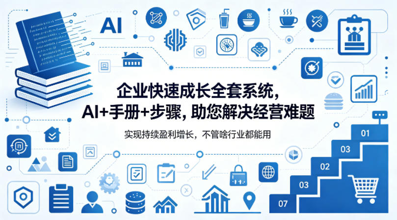 企业快速成长全套系统，AI+手册+步骤，助您解决经营难题，实现持续盈利增长，不管啥行业都能用云学当下-创业资源网-知予轻创网-资源整合-互联网创业课程云学当下