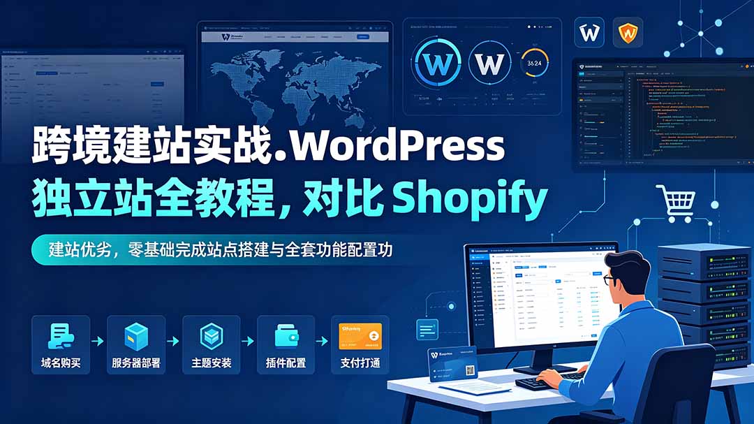 跨境建站实战:WordPress 独立站全教程,对比 Shopify 建站优劣,零基础完成站点搭建与全套功能配置云学当下-创业资源网-知予轻创网-资源整合-互联网创业课程云学当下
