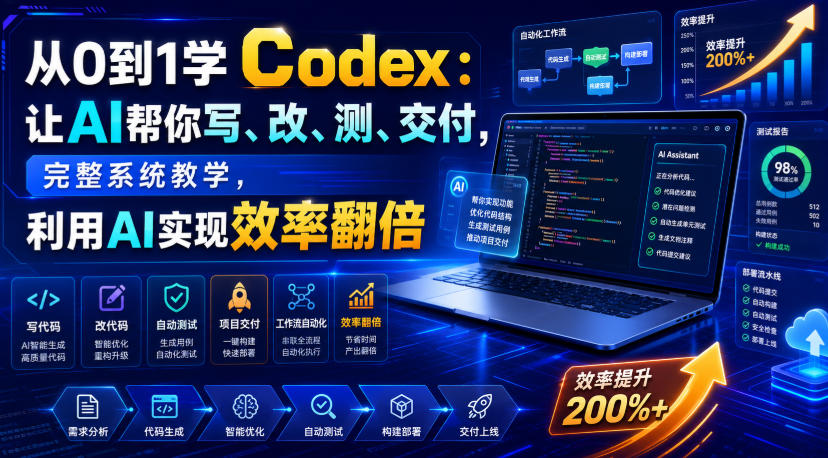 从0到1学Codex：让AI帮你写、改、测、交付，完整系统教学，利用AI实现效率翻倍云学当下-创业资源网-知予轻创网-资源整合-互联网创业课程云学当下