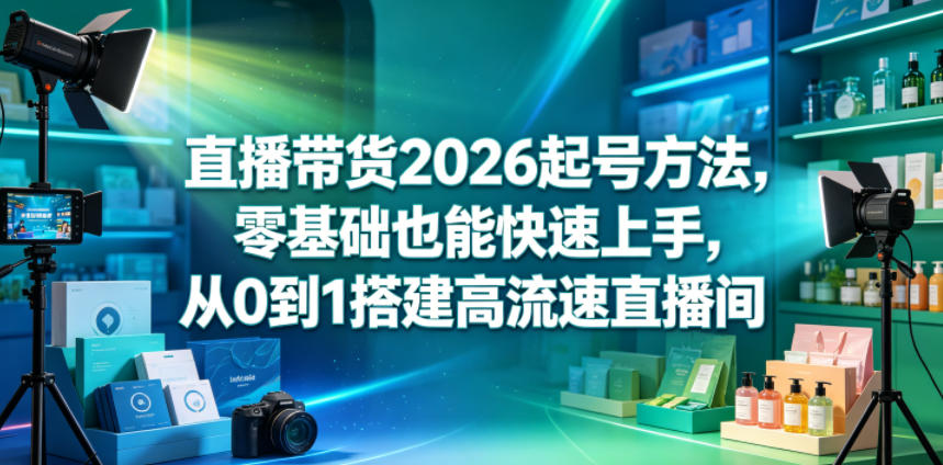 直播带货2026起号方法，零基础也能快速上手，从0到1搭建高流速直播间云学当下-创业资源网-知予轻创网-资源整合-互联网创业课程云学当下