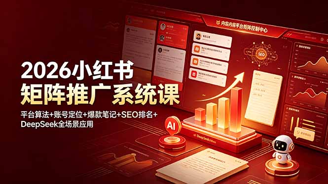 2026小红书矩阵推广系统课：平台算法+账号定位+爆款笔记+SEO排名+DeepSeek全场景应用云学当下-创业资源网-知予轻创网-资源整合-互联网创业课程云学当下