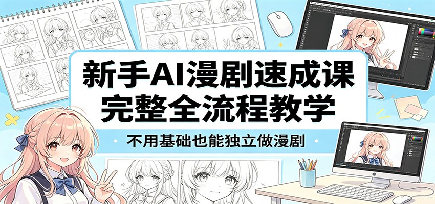 新手AI漫剧速成课：完整全流程教学，不用基础也能独立做漫剧云学当下-创业资源网-知予轻创网-资源整合-互联网创业课程云学当下