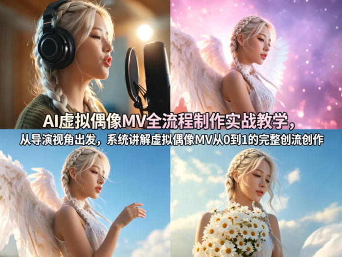 AI虚拟偶像MV全流程制作实战教学，从导演视角出发，系统讲解虚拟偶像MV从0到1的完整创作流程云学当下-创业资源网-知予轻创网-资源整合-互联网创业课程云学当下