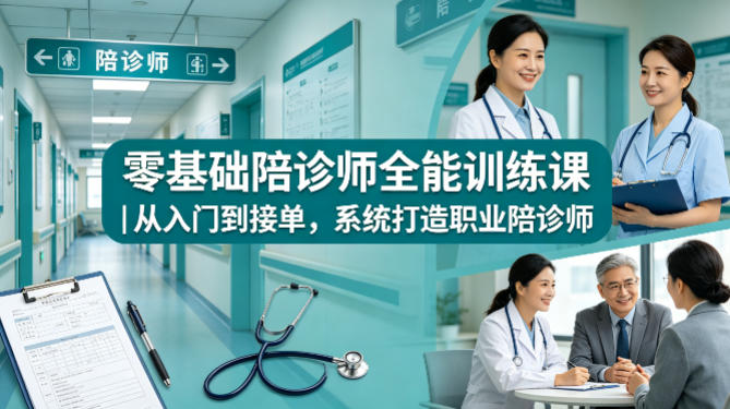 零基础陪诊师全能训练课｜从入门到接单，系统打造职业陪诊师云学当下-创业资源网-知予轻创网-资源整合-互联网创业课程云学当下