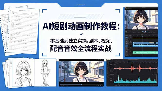 AI短剧动画制作教程：零基础到独立实操，剧本、视频、配音音效全流程实战云学当下-创业资源网-知予轻创网-资源整合-互联网创业课程云学当下