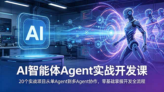 AI智能体Agent实战开发课：20个实战项目从单Agent到多Agent协作，零基础掌握开发全流程云学当下-创业资源网-知予轻创网-资源整合-互联网创业课程云学当下