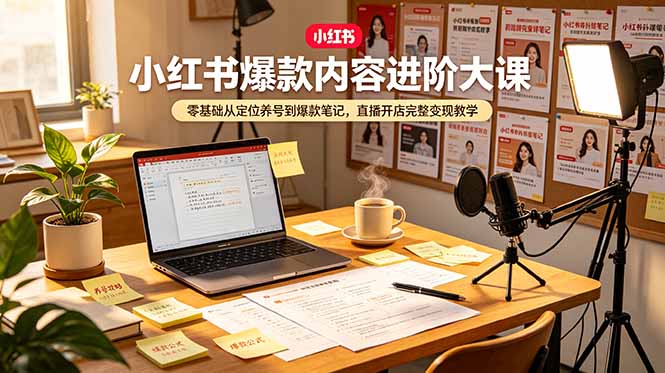 小红书爆款内容进阶大课，零基础从定位养号到爆款笔记，直播开店完整变现教学云学当下-创业资源网-知予轻创网-资源整合-互联网创业课程云学当下