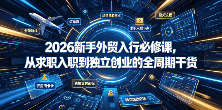 2026新手外贸入行必修课,从求职入职到独立创业的全周期干货云学当下-创业资源网-知予轻创网-资源整合-互联网创业课程云学当下