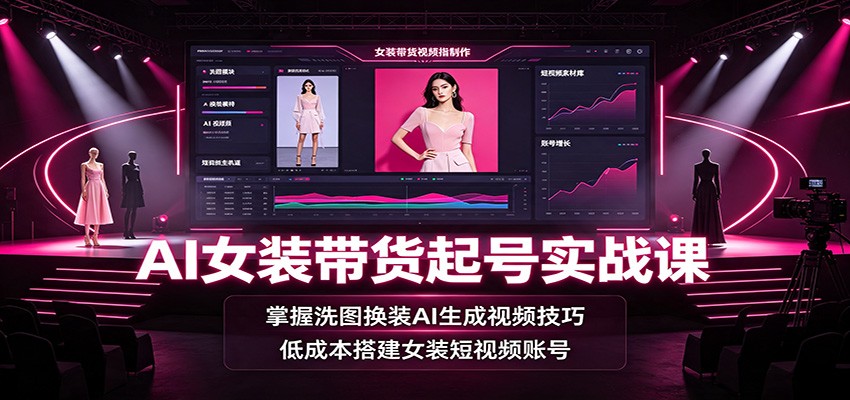 AI女装带货起号实战课：掌握洗图换装AI生成视频技巧，低成本搭建女装短视频账号云学当下-创业资源网-知予轻创网-资源整合-互联网创业课程云学当下