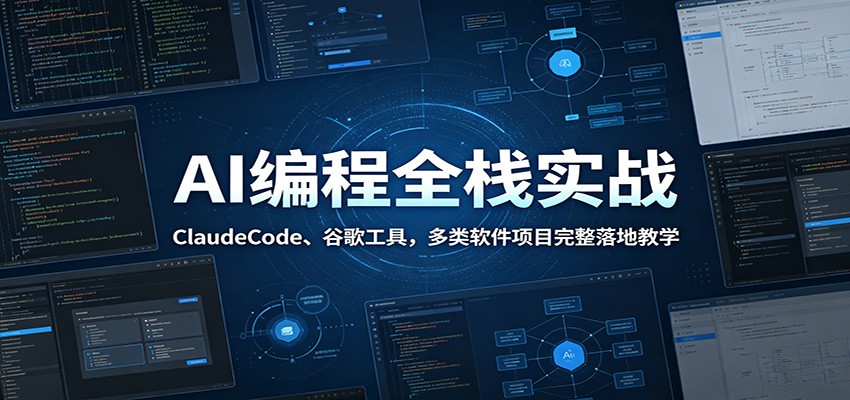 AI编程全栈实战：ClaudeCode、谷歌工具，多类软件项目完整落地教学云学当下-创业资源网-知予轻创网-资源整合-互联网创业课程云学当下