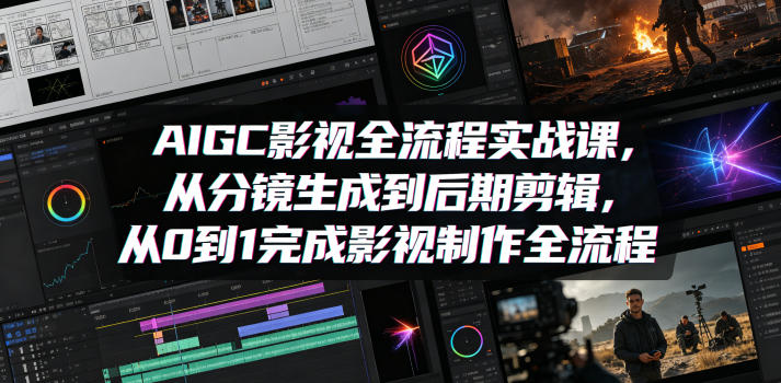 AIGC影视全流程实战课,从分镜生成到后期剪辑,从0到1完成影视制作全流程云学当下-创业资源网-知予轻创网-资源整合-互联网创业课程云学当下