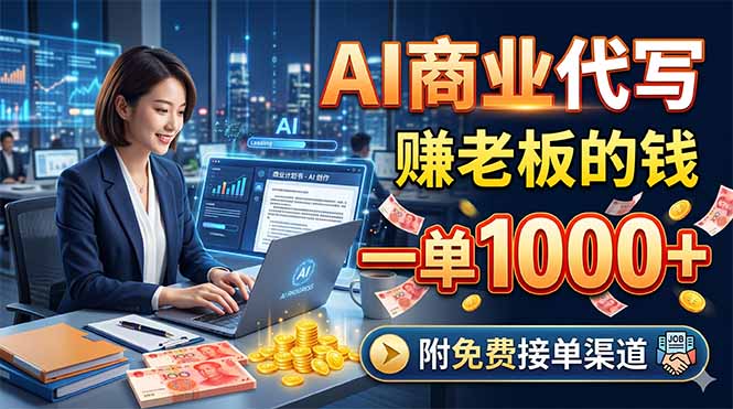 AI商业代写，赚老板的钱，一单1000+，附免费接单渠道云学当下-创业资源网-知予轻创网-资源整合-互联网创业课程云学当下