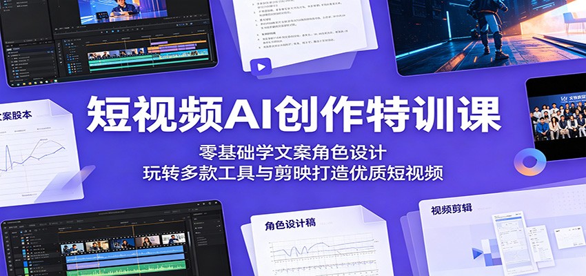 短视频AI创作特训课:零基础学文案角色设计,玩转多款工具与剪映打造优质短视频云学当下-创业资源网-知予轻创网-资源整合-互联网创业课程云学当下