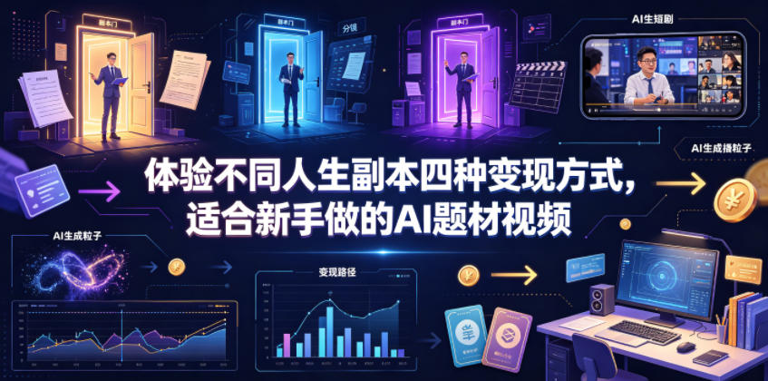 体验不同人生副本四种变现方式,适合新手做的AI题材视频云学当下-创业资源网-知予轻创网-资源整合-互联网创业课程云学当下