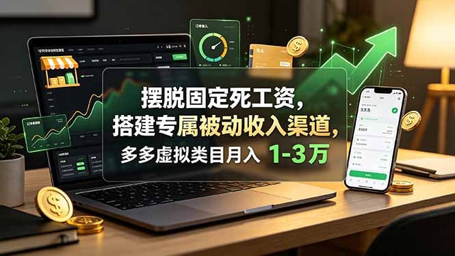 摆脱固定死工资,搭建专属被动收入渠道,多多虚拟类目月入 1-3 万云学当下-创业资源网-知予轻创网-资源整合-互联网创业课程云学当下