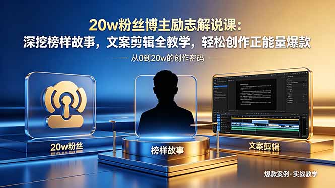 20w粉丝博主励志解说课：深挖榜样故事，文案剪辑全教学，轻松创作正能量爆款云学当下-创业资源网-知予轻创网-资源整合-互联网创业课程云学当下