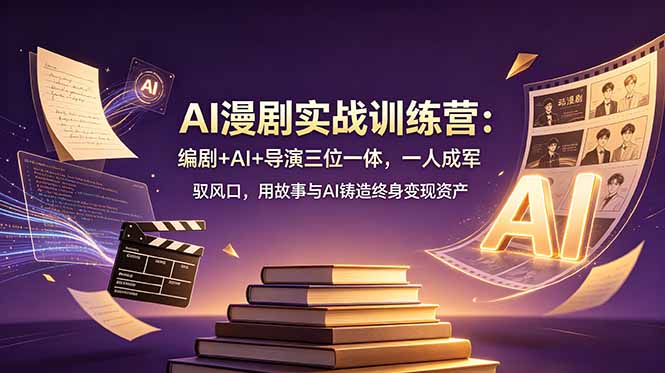 AI漫剧实战训练营：编剧+AI+导演三位一体，一人成军 驭风口，用故事与AI铸造终身变现资产云学当下-创业资源网-知予轻创网-资源整合-互联网创业课程云学当下
