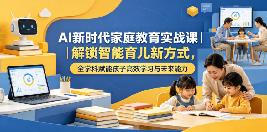 AI新时代家庭教育实战课｜解锁智能育儿新方式，全学科赋能孩子高效学习与未来能力云学当下-创业资源网-知予轻创网-资源整合-互联网创业课程云学当下