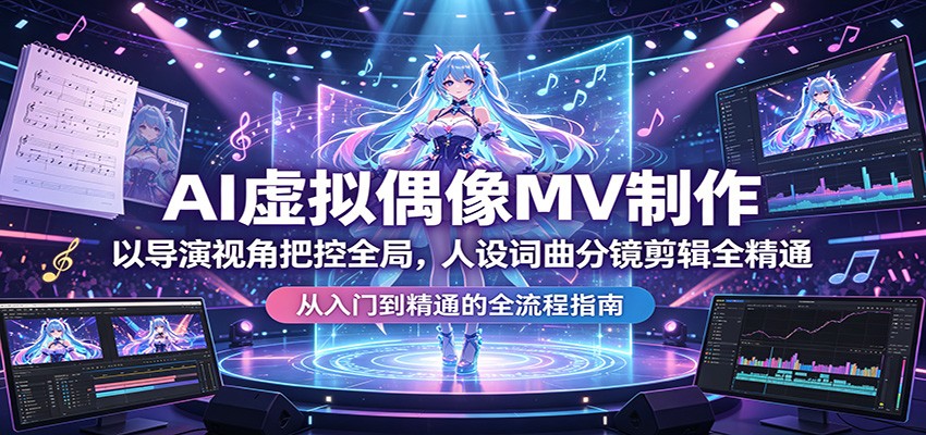 AI虚拟偶像MV制作：以导演视角把控全局，人设词曲分镜剪辑全精通云学当下-创业资源网-知予轻创网-资源整合-互联网创业课程云学当下