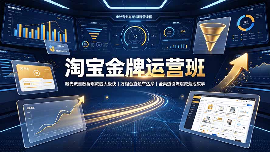 淘宝金牌运营班-7月：曝光流量数据爆款四大板块｜万相台直通车达摩｜全渠道引流爆款落地教学云学当下-创业资源网-知予轻创网-资源整合-互联网创业课程云学当下